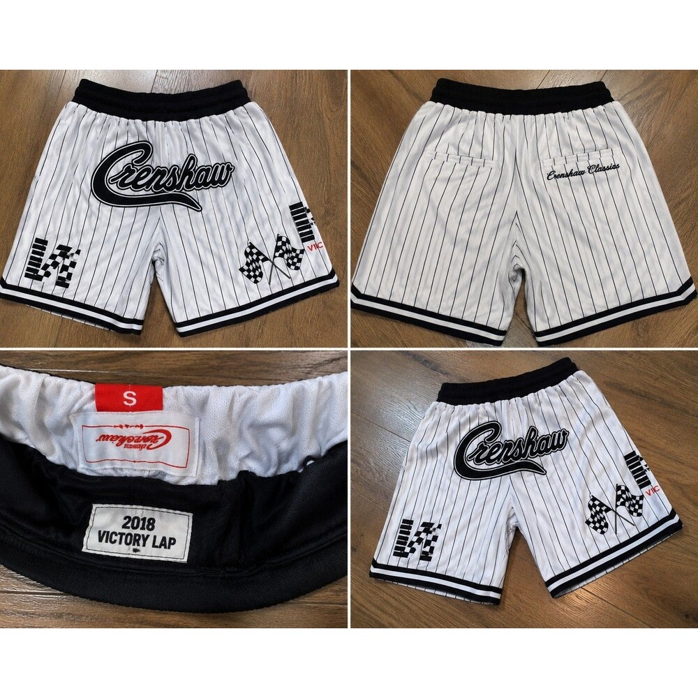 Crewam Classics Victory Lap 2018 Men's Shortsl White Pinstripe Athletic Mesh S